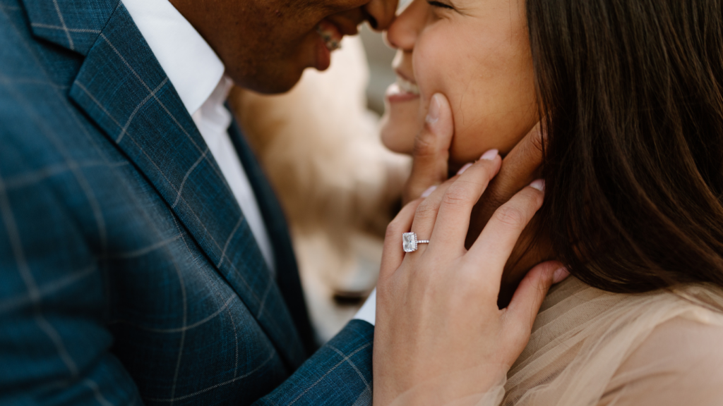 wedding ring engaged couple