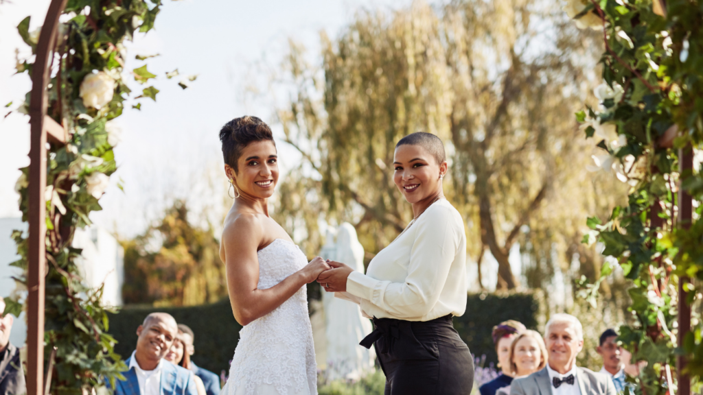 lesbian couple wedding day