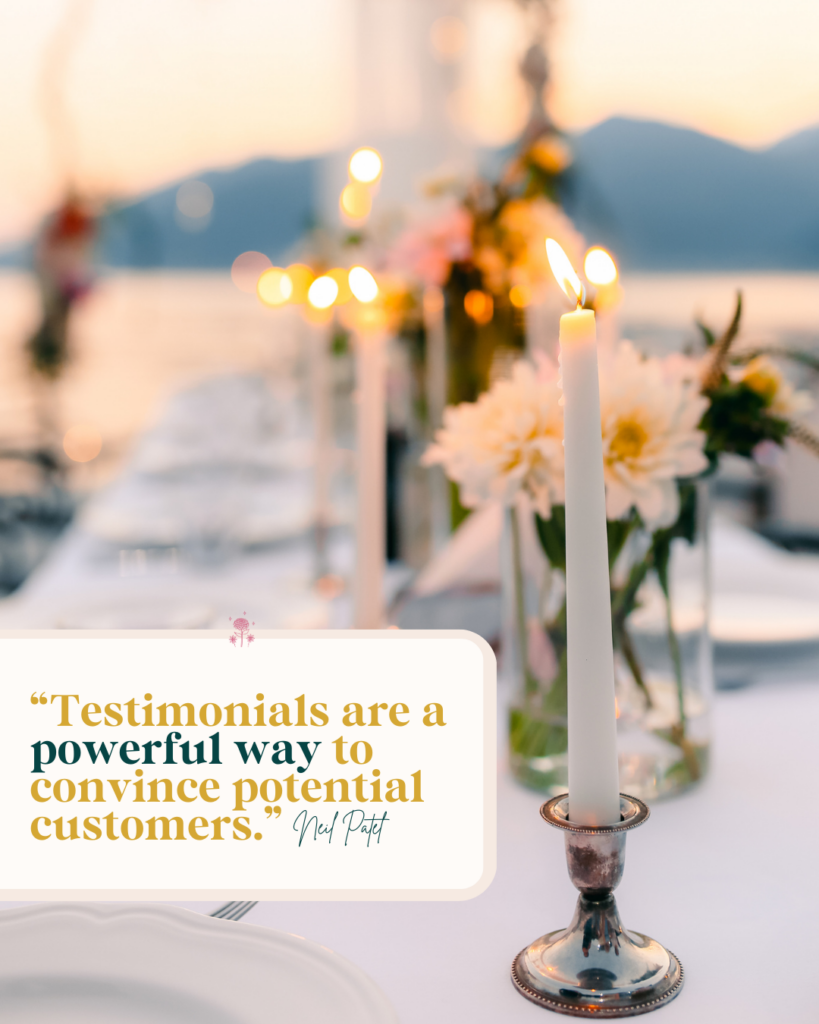 testimonials are a powerful way to convince potential customers quote for wedding vendors