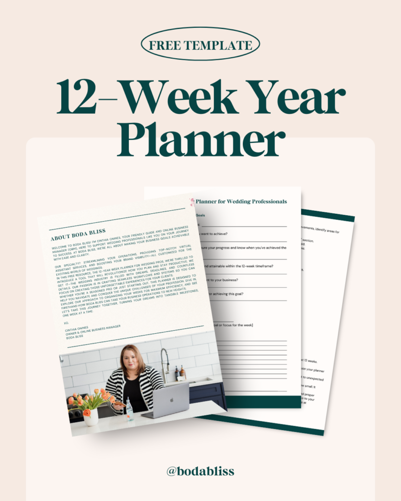 12 week year planning template for wedding pros