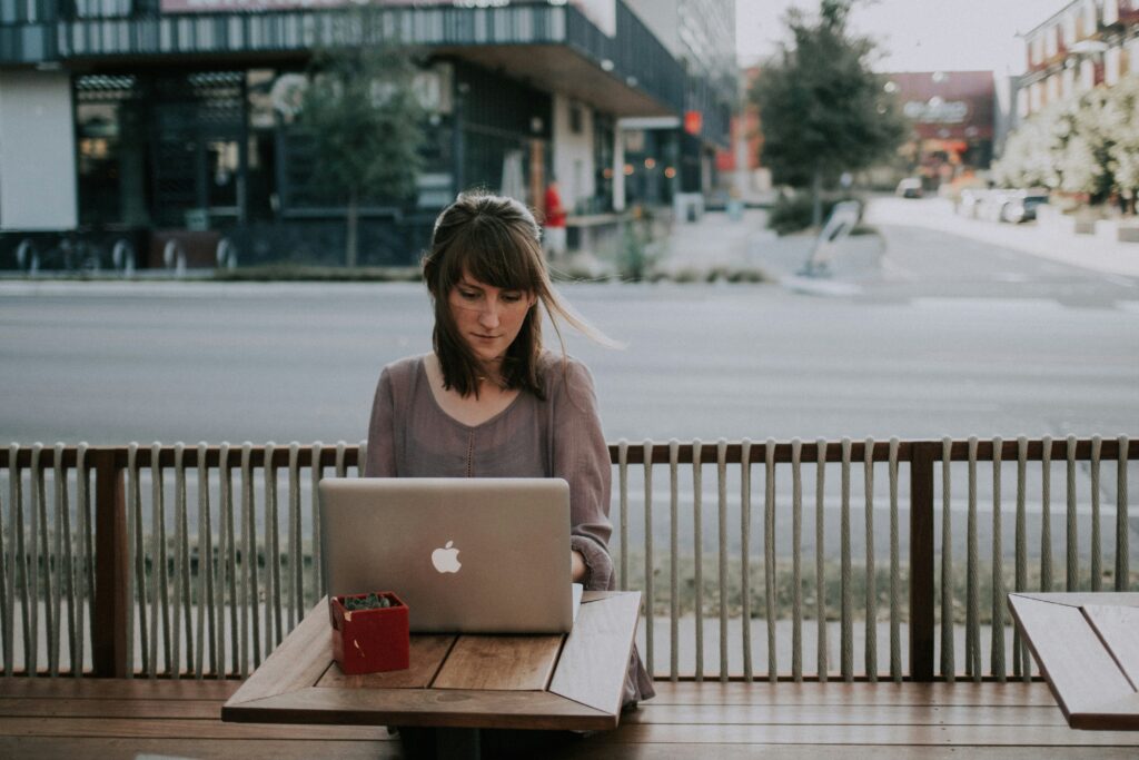 wedding planner working on laptop 