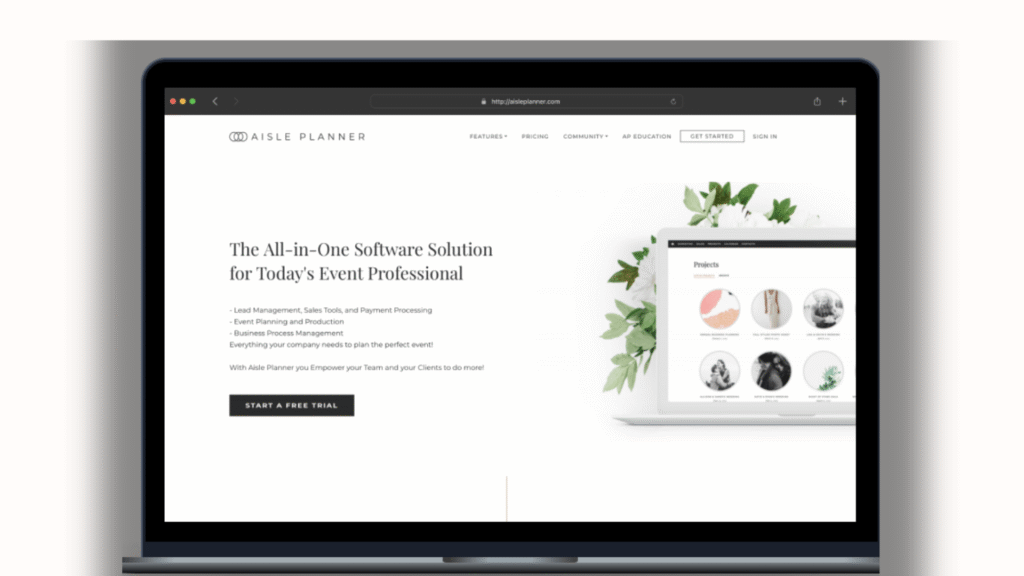Aisle Planner CRM software dashboard showing all-in-one wedding planning solution for event professionals