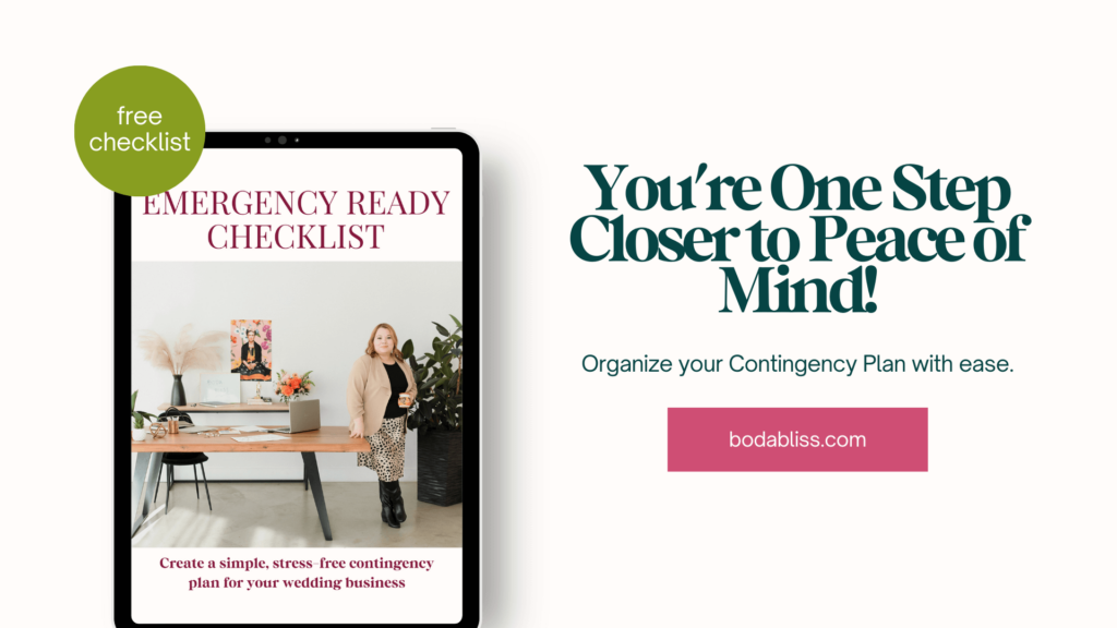Free emergency checklist to help wedding pros build a contingency plan