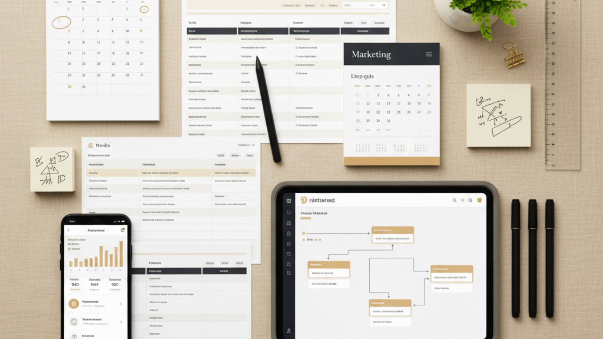 Marketing manager retainer dashboard showing calendars, workflows, and marketing tools organized for wedding professionals and creative businesses.